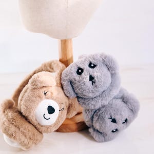 Childrens Fluffy Teddy Bear Earmuffs for Kids – Soft Plush Winter Ear Warmers, Cute Animal Earmuffs, Cozy Cold Weather Accessories=