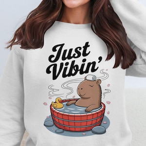 Just Vibing Capybara png - Whimsical Animal Wall Decor, Animal Lover Gift Funny Capybara Quotes Summer Vibes