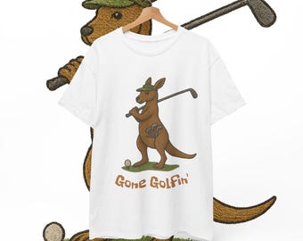 Funny Golfer Tee | Golf Shirt | Aussie Golf Gift | Retro Kangaroo Golf T shirt | Funny Sports Top | Golf Gift Unisex