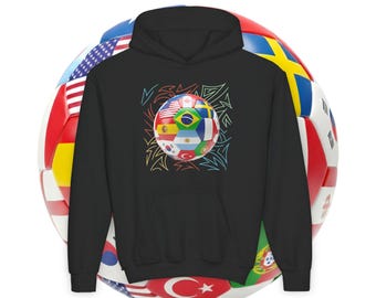 Kids Soccer Hoodie | International Soccer Gift | Boys Girls Football Sweatshirt | Soccer Gift for Kids