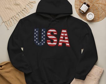 USA Hoodie Unisex | USA Winter Sweatshirt | American Sports Fan Hoodie | USA Pride Gift | American Sporty Hoodie