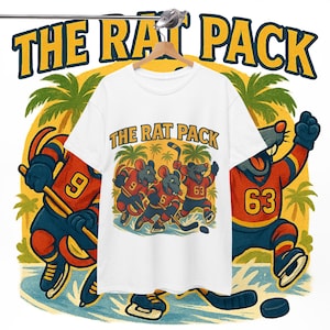 The Rat Pack Hockey T-Shirt, Florida Fan Vintage Tee,  Cartoon Rats in Jerseys, Retro Hockey Shirt for Panthers Supporters