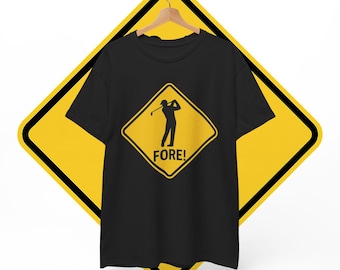 Golf Warning Sign Shirt | Funny Golf T-Shirt | Golfer Gift for Men & Women | Golf Humor Tee | Golf Lover Apparel