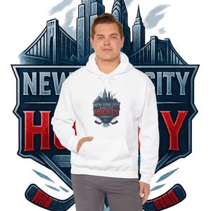NYC Hockey Hoodie | New York Hockey-Sweatshirt | Ice City Hockey Geschenk | Urbane Sportbekleidung Bild 9