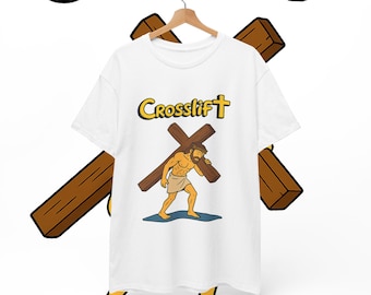 Crosslift Jesus Workout Shirt Unisex | Funny Christian Gym Tee | Religious Fitness Parody T-Shirt | CrossFit Inspired Gift for Men and Women