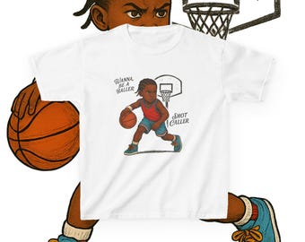 Kids Basketball T-Shirt | Youth Hooper Tee | Wanna Be a Baller Shot Caller Shirt | Basketball Graphic Tee for Kids | Youth Hoops Shirt