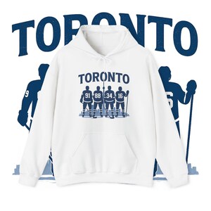 Toronto Maple Hockey Hoodie | Blue & White Flames Fan Sweatshirt | Cold Leaf Graphic | Vintage Canada Hockey Gift | Ultra Fan Gear, Toronto