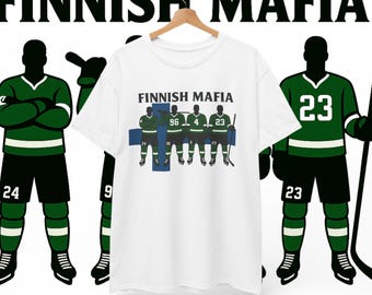 Finnish Hockey Shirt | Dallas Stars Finnish Players Tee | Green Hockey Fan Gift | Finland Ice Hockey Jersey Style Graphic Top