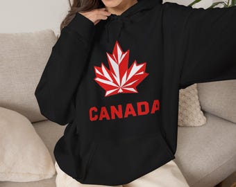 Canada Maple Leaf Hoodie | Canadian Pride Hoodie | Red Maple Leaf Sweatshirt | Canada Winter Hoodie