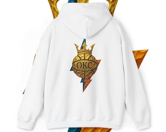 Oklahoma Basketball Fan Gear | OKC Champions Double Sided Size Printed Basketball Hoodie | Thunder Style Basketball Gift