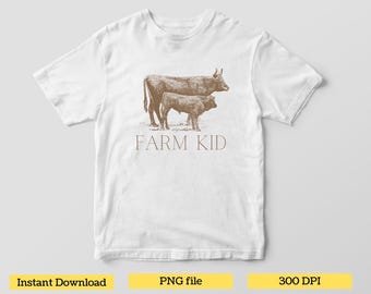 Farm Kid Shirt PNG, boys girls farm shirt, kids cow shirts, farm shirt design, kids farm shirt, cow png, dtf printables, cow calf png, DTF