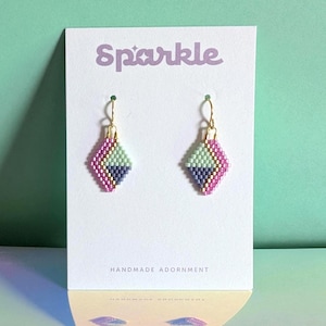 Miyuki Beaded Earrings: Pastel Seed Bead Dangle Earrings