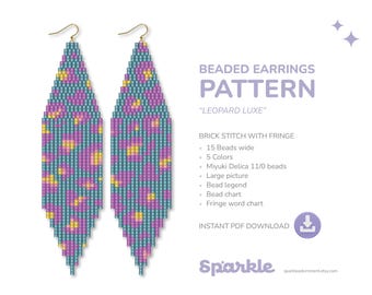 Leopard Muster Ohrringe Muster: Brick Stich Fransen (PDF Download)