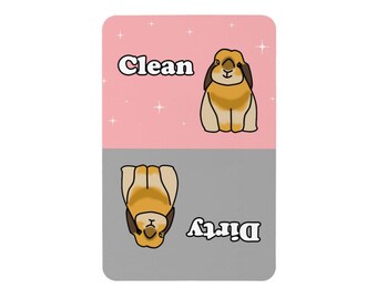 Orange Apollo's Dishwasher Magnet Clean Dirty Sign, Perfect Gift for Rabbit Bunny Owner / Lover, Holland Lop, Lop Eared Bunny