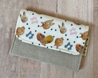 Orange Apollo's Mini Wallet / Card Case / Coin Purse / Change Purse / Snapped Pouch for Bunny Lovers, Lop Eared Bunny, Minimalist