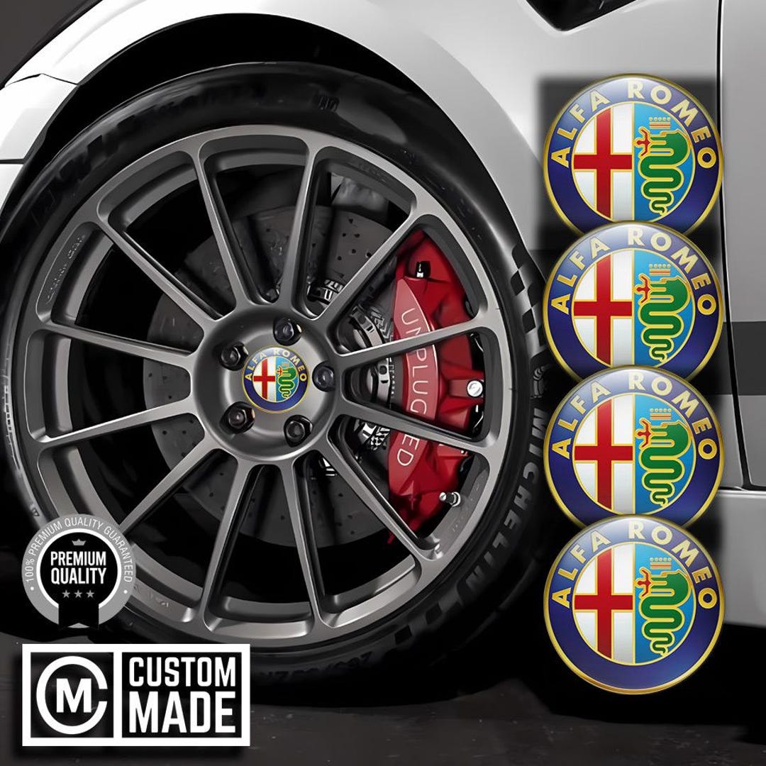 4 X Alfa Romeo Decals Center Wheel Cap Stickers Custom Handmade Rim ...