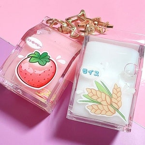 Moo Cow Milk Cartons | Kawaii Charm  | Liquid Filled Keychain  | Zipper Pull | Purse Accessory