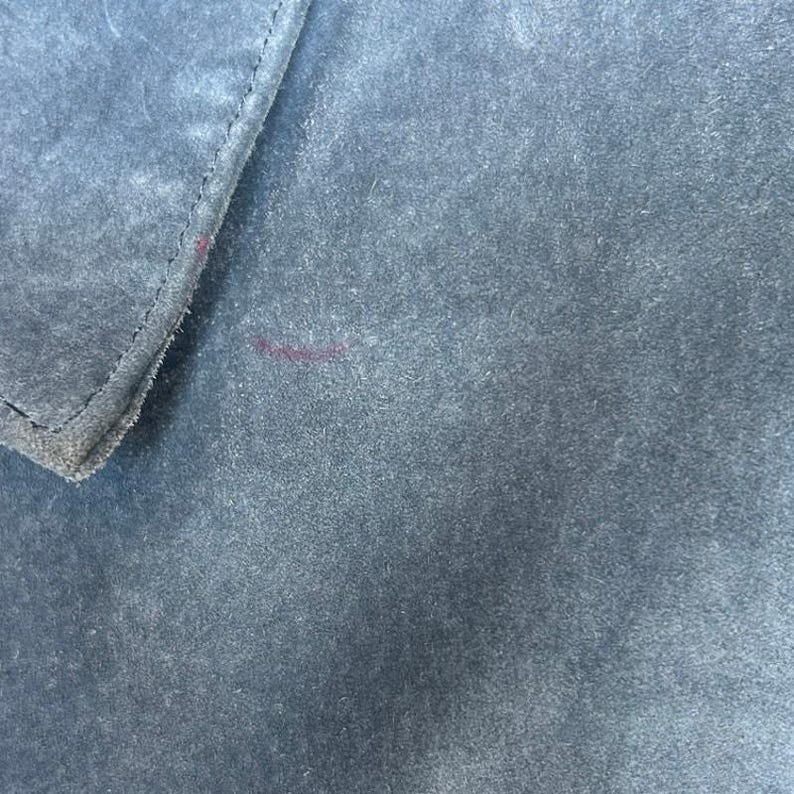 Vintage Powder Blue Suede Trucker Jacket – Dreamy Free People Vibe – Size L image 4