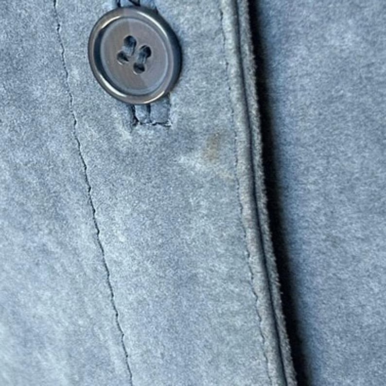 Vintage Powder Blue Suede Trucker Jacket – Dreamy Free People Vibe – Size L image 3