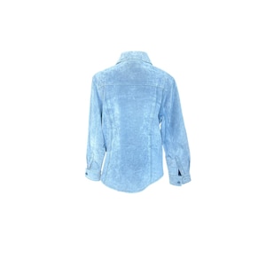 Vintage Powder Blue Suede Trucker Jacket – Dreamy Free People Vibe – Size L image 2