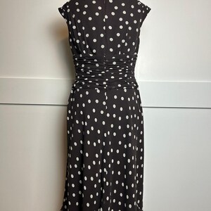 Adrianna Papell 100% Silk Western Polka Dot Dress 10P Chocolate Brown Midi image 2