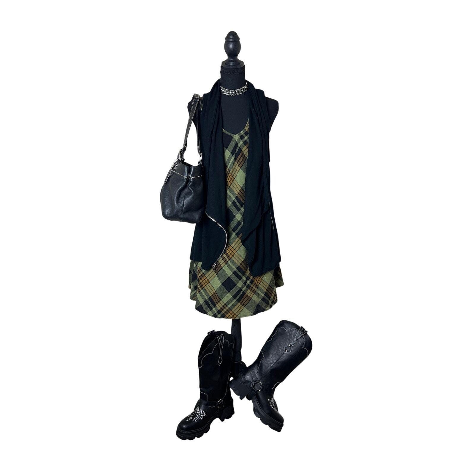 slim fit dress slacks Vintage 90s grunge green floral skater dress sleeveless mini dress