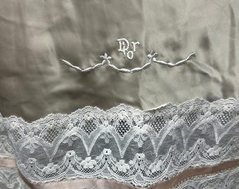 Vintage Christian Dior Slip Skirt: Champagne Lace Nylon Blend (M)