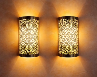 Set van 2 messing wandlampen – Marokkaanse geometrische schans – handgemaakte sfeerverlichting