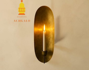 Rustic Boho Candle Holder for Home , Handmade Oval Candle Wall Sconce .
