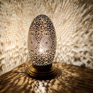 Moroccan Table Lamp: Art Deco Brass Desk Lamp, Boho Decor