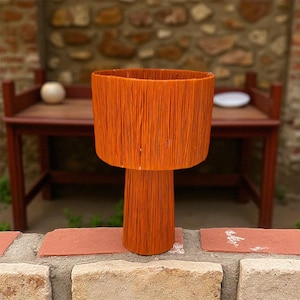 Handwoven Raffia Lampshade: Moroccan Table Lamp, Natural Fiber