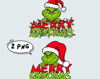 Merry Grinchmas Clipart, Funny Christmas Clipart, Digital Holiday Sublimation Design