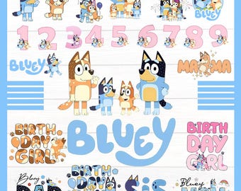 Blue Dog Png Bundle, Blue Dog Family, Blue Dog Birthday Png, Blue Dog Friends Bundle Png, Blue Dog Print Digital Download