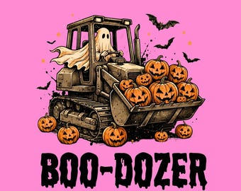 Boo Dozer PNG, Ghost Bulldozer Halloween Sublimation Design (Digital Download)