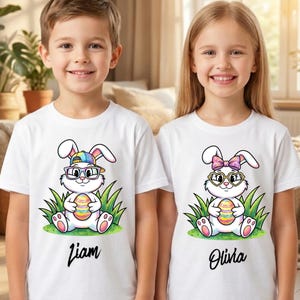 Personalized Kid Name Easter Bunny Png, Boy Girl Easter Png, Toddler Kids Easter Png, Coquette Bow, Easter Bunny Png