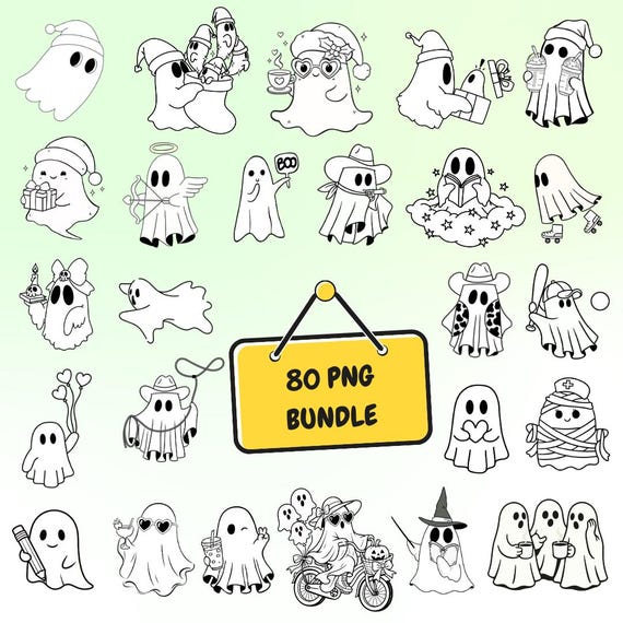 80+ Ghost Png Bundle, Cute Halloween Ghost Png, Floral Ghost png, Halloween png, Spooky season png, Spooky Ghost, Trick or Treat png