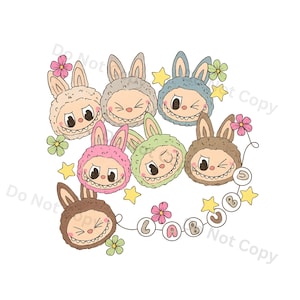 Kawaii LABUBU Bunny-clipart: png- en SVG-bestanden (digitale download)