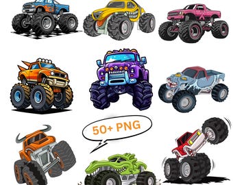 Monster Truck Png Bundle, Offroad Truck, Extreme Offroad Vehicle Clipart, Monster Truck Clipart, Truck Clipart, Digital Download