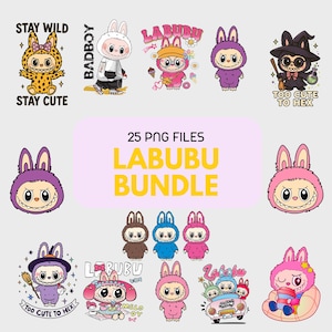 25 Labubu Design PNG Bundle | Kawaii Cute Digital Stickers | Labubu PNG | labubu figures Art | Labubu Clipart | Cute Labubu Vector | Labubu
