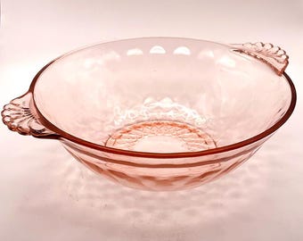 Vintage Pink Depression Glass Berry Bowl