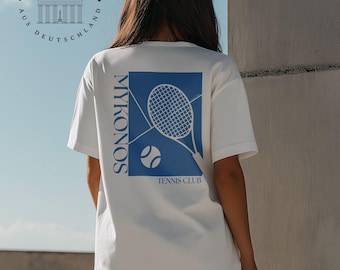 Backprint Tennis Club T-Shirt, Shirt for Women and Men, Gift for Tennis Player, White Unisex Shirt, Monaco Tennis Coach Gift, Tennis Lover