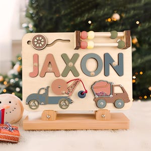 Rompecabezas de madera con nombre, juguete personalizado para bebés pequeños, tablero sensorial, ideal para recién nacidos, regalo de Navidad y Pascua.