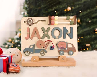 Wooden Name Puzzle, Personalized baby Name Toy for Toddlers, Sensory Busy Board, Thoughtful New Baby, 1st Christmas & Easter Gift