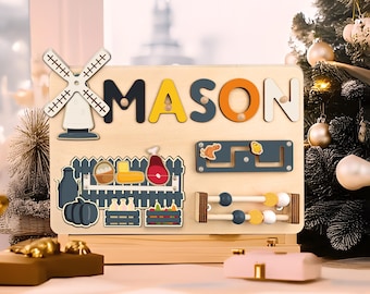 Personalized Wooden Name Puzzle, Montessori Busy Board, Baby Gift