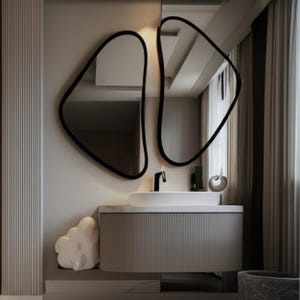 Dual Wall Mirror - Irregular Triangle Mirror - Wavy Mirror - Modern Wall Decor - Asymmetrical Mirror for Living Room -Mirror for Every Decor