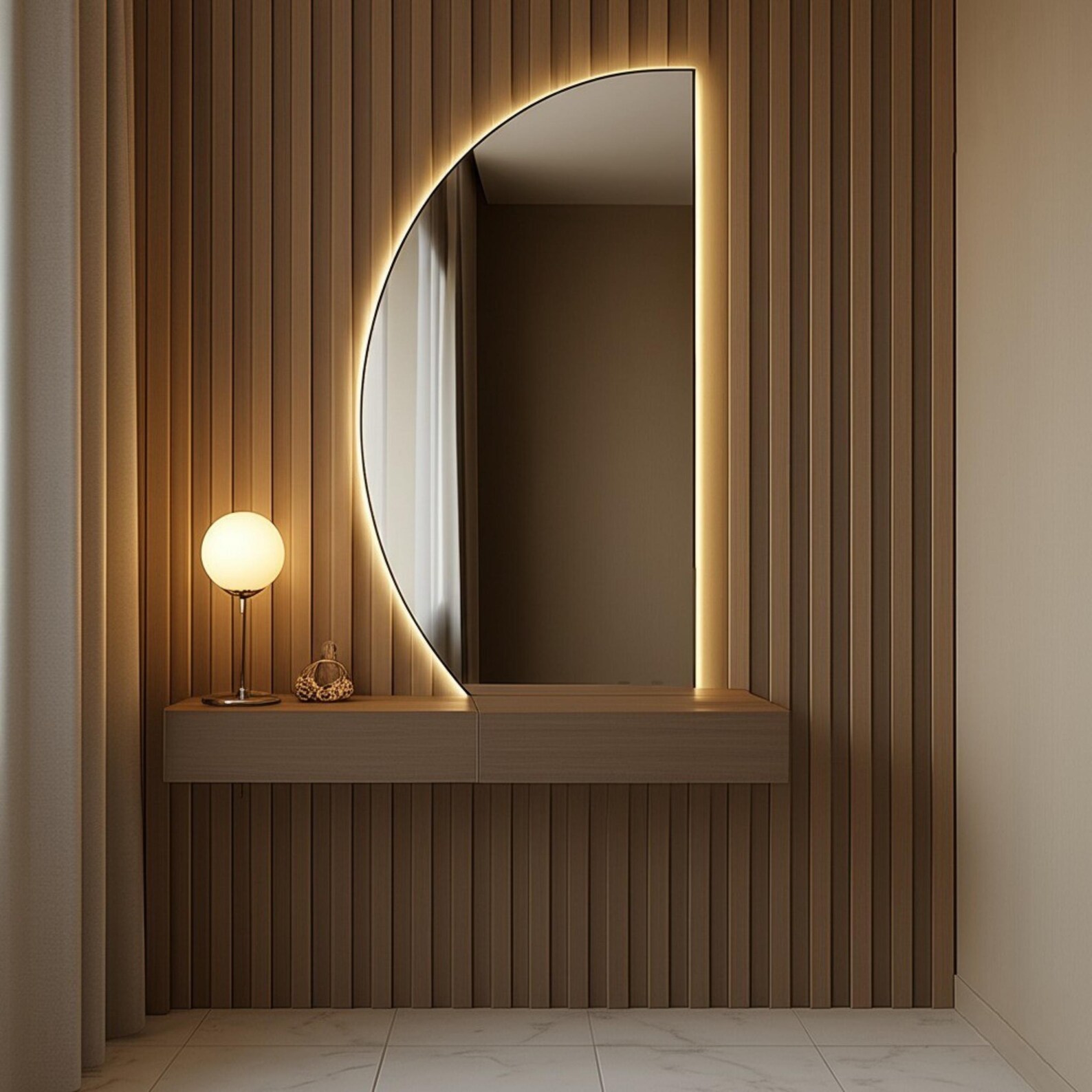 Vanity Mirror With Led Lights - Bathroom Light Modern Mirror - Half ...