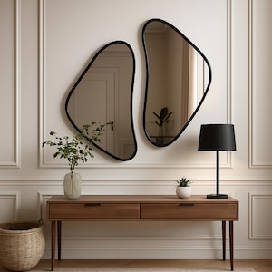 Dual Wall Mirror - Irregular Triangle Mirror - Wavy Mirror - Modern Wall Decor - Asymmetrical Mirror for Living Room -Mirror for Every Decor