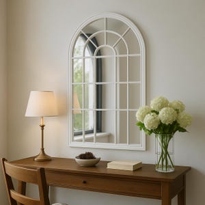 Arched Window Big Wall Mirror - Full Length Arch Window Pane Asymmetrical Mirror - Bedroom Window Wall Mirror - Irregular Window Pane Mirror