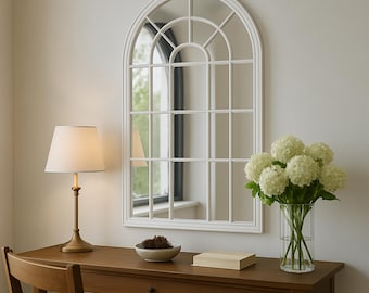 Arched Window Big Wall Mirror - Full Length Arch Window Pane Asymmetrical Mirror - Bedroom Window Wall Mirror - Irregular Window Pane Mirror