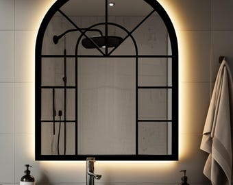Bathroom Window Led Mirror - Window Led Mirror - Window Mirror With Illuminated - Led Wall Decorative Window Aesthetic Makeup Mirror Art